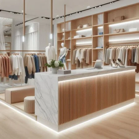 Negozio di abbigliamento in legno su misura Milano Bergamo provincia