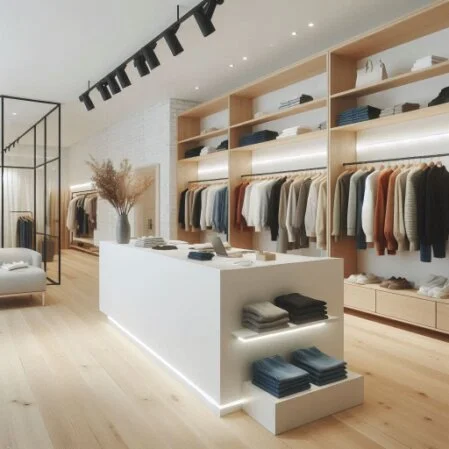 Negozio di abbigliamento in legno su misura Milano Bergamo provincia