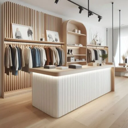 Negozio di abbigliamento in legno su misura Milano Bergamo provincia